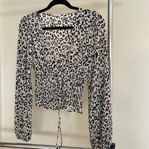 Zara Cheetah Print Long Sleeve Blouse